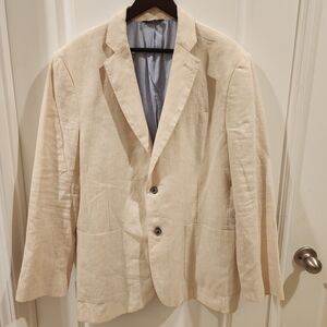 Tasso Elba Island 100% Linen Blazer Size L 42-44 EUC Cream / Oatmeal